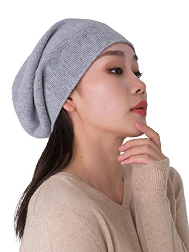 Prettystern Damen 100% Kaschmir-Wolle weich warm Cashmere Beanie Mütze hell-Grau von Prettystern