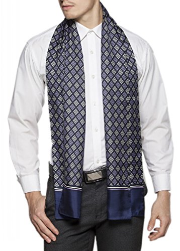 Prettystern 2-lagiger Herren Seidenschal – klassisch & elegant - HerrenSchal aus 100% Seide für Business Abendmode blau lila M05 von Prettystern