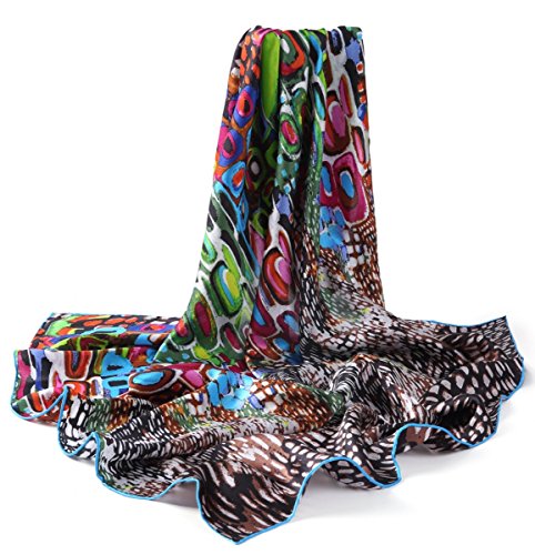 Prettystern Damen 90X90 Malerei Inspiriertes Modern Grafik Kunstdrucke Quadratische Seidentuch - Bunt P032 von Prettystern