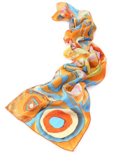 Prettystern Damen Langer bunt Seidenschal Handrolliert Kunstdrucke Kandinsky farbstudie Quadrate - Orange P815 von Prettystern