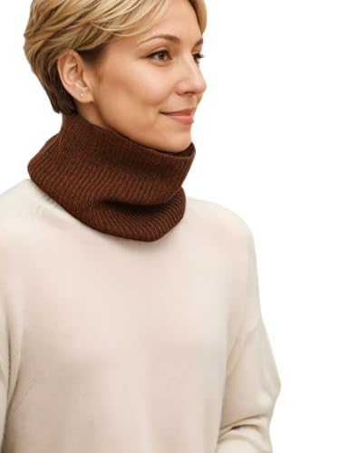 Prettystern Rippstrick Herren Damen Kaschmir Loop-Schal Cashmere Krageneinsatz Rundschal Winter Rollkragen Schlauch-Schal Braun von Prettystern