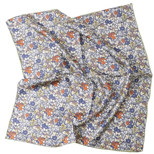 Prettystern Seide Halstuch Damen Herren kleines Seidentuch Nickituch Sommer Frühling kleines Seiden-Tuch 50. Blümchen Blau von Prettystern