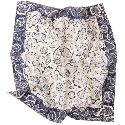 Prettystern Unisex Seide Baumwolle Mix 65/65 cm Halstuch handrolliert Nickituch Kopftuch Bandana Seidenhalstuch Damen & Herren Floral blau SC04 von Prettystern