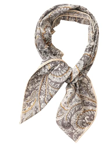 Prettystern Unisex Seide Baumwolle Mix 65/65 cm Halstuch handrolliert Nickituch Kopftuch Bandana Seidenhalstuch Damen & Herren Grau Paisley SC09 von Prettystern