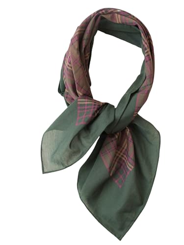 Prettystern Unisex Seide Baumwolle Mix 65/65 cm Halstuch handrolliert Nickituch Kopftuch Bandana Seidenhalstuch Damen & Herren Rot Grün Karo SC16 von Prettystern