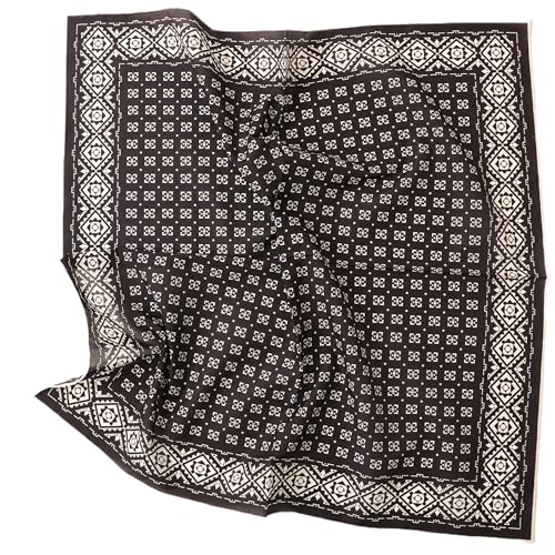Prettystern Unisex Seide Baumwolle Mix 65/65 cm Halstuch handrolliert Nickituch Kopftuch Bandana Seidenhalstuch Damen & Herren Schwarz ethnisch SC08 von Prettystern