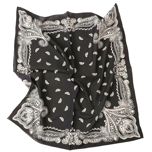 Prettystern Unisex Seide Baumwolle Mix 65/65 cm Halstuch handrolliert Nickituch Kopftuch Bandana Seidenhalstuch Damen & Herren Schwarz ethnisch SC11 von Prettystern