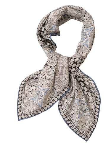 Prettystern Baumwolle & Seide Mix handrolliert Tuch 65/65 cm Damen Herren Sommer Frühling unisex Seiden-Tuch grau modisch SC15 von Prettystern