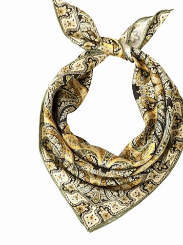 Prettystern Seidenhalstuch Business Herren elegant Nickituch Sommer Frühling Bandana Stirntuch Ethno Paisley Gelb Grün 69B von Prettystern