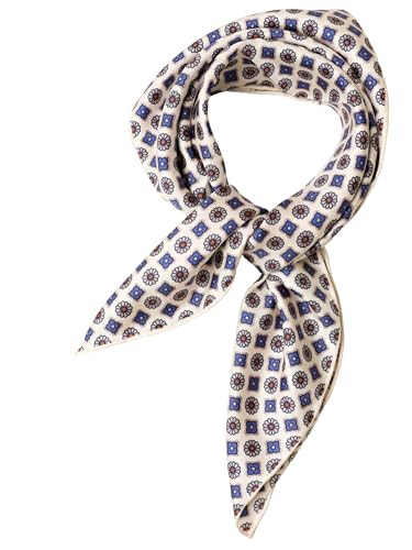 Prettystern Seidenhalstuch Damen Herren kleines Seidentuch Nickituch Sommer Frühling Bandana Stirntuch 61B weiß blau von Prettystern