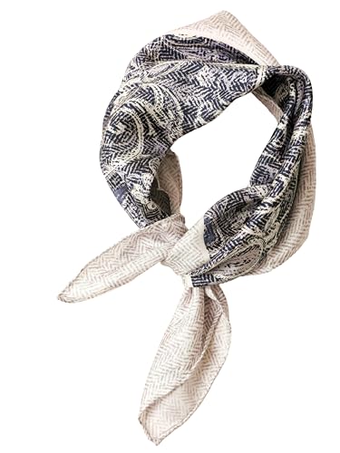 Prettystern Seidenhalstuch Damen Herren kleines Seidentuch Nickituch Sommer Frühling Bandana Stirntuch 62B weiß grau Blau von Prettystern