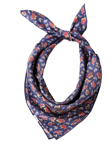 Prettystern Seidenhalstuch Damen Herren kleines Seidentuch Nickituch Sommer Frühling Bandana Stirntuch dunkelblau Paisley 63B von Prettystern