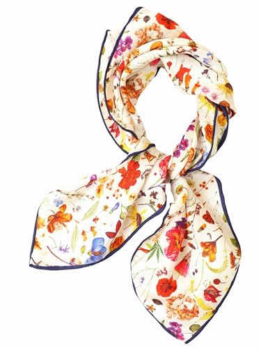 Prettystern Seidenhalstuch Damen Nickituch Sommer Frühling Kopfband Bandana Cremefarben mit buntem Blumen 68B Prettystern Seidenhalstuch Damen Nickituch Sommer Frühling Kopfband Bandana Cremefarben mit buntem Blumen 68B von Prettystern