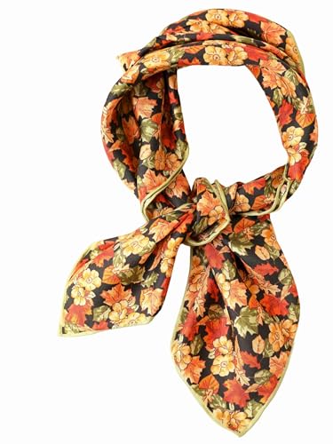 Prettystern Seidenhalstuch Damen handrolliert Nickituch für Sommer Frühling Bandana Stirntuch Floral in warmen Farben 70B von Prettystern