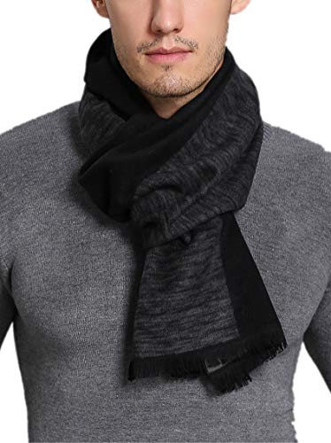 Prettystern Winter Herrenschal Warm wie Wolle Weich Seidenschal Fleece men's Scarf Grau schwarz meliert Zs01 von Prettystern