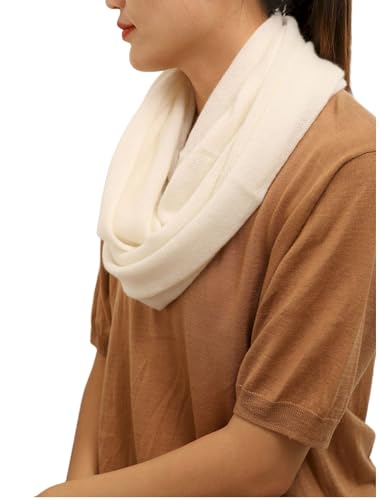 Prettystern XL 100% Kaschmir-Wolle winter Loop Schal Cashmere Kaschmir-Schal warm Damen Herren Schlauch-Schal Cremefarben Creme-Weiß von Prettystern