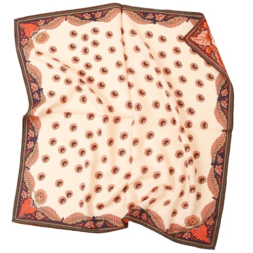 Prettystern doppelseitig doppelface bedrucktes Woll-seide 65 cm Seiden-Halstuch Bandana Wolltuch Damen & Herren Frühling & Herbst Floral beige SW13 von Prettystern