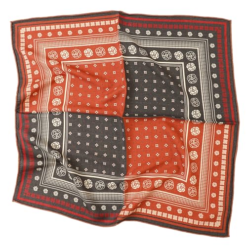 Prettystern doppelseitig doppelface bedrucktes Woll-seide Seiden-Halstuch Bandana Wolltuch für Damen & Herren Frühling & Herbst Rot-braun SW03 von Prettystern