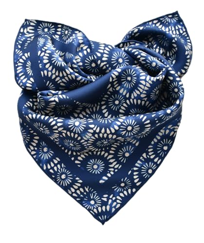 Prettystern handrolliertes Halstuch Damen Herren unisex 100% Seide Bandana Nickituch Sommer kleines Seiden-Tuch 03 Blau von Prettystern