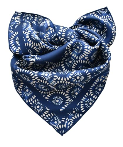 Prettystern Unisex handrolliertes SeidenHalstuch Seide Nickituch Bandana Stirntuch kleines Seidentuch für Damen Herren 03 Blau von Prettystern