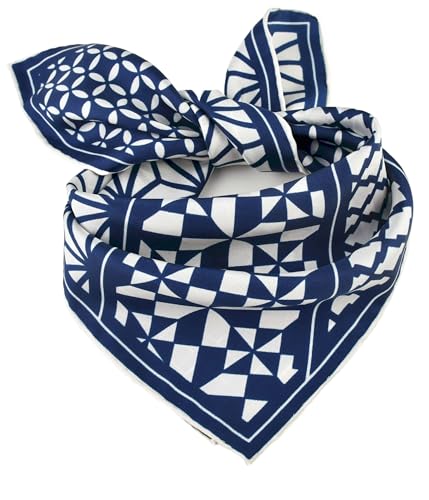 Prettystern Unisex handrolliertes SeidenHalstuch Seide Nickituch Bandana Stirntuch kleines Seidentuch für Damen Herren 07 Blau von Prettystern
