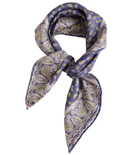 Prettystern handrolliertes Seiden-Halstuch Damen Herren reine Seide Bandana Stirntuch Sommer Frühling Seiden-Tuch 26 Blau Paisley von Prettystern