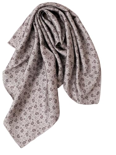 Prettystern handrolliertes Seiden-Halstuch Damen Herren reine Seide Bandana Stirntuch Sommer Frühling Seiden-Tuch 28 Grau Paisley von Prettystern