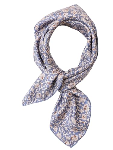 Prettystern handrolliertes Seiden-Halstuch Damen Herren Trachten-halstuch Seide Bandana Stirntuch Sommer Frühling Seiden-Tuch 41 Blau Paisley von Prettystern