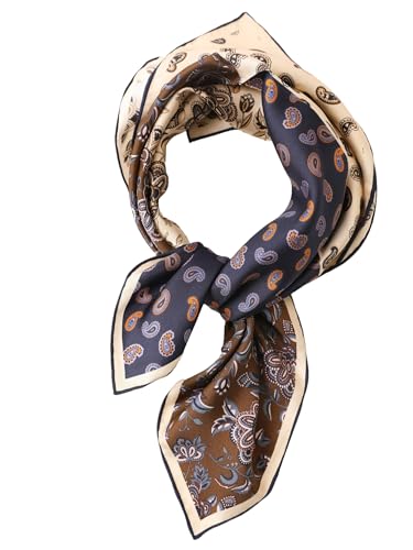 Prettystern handrolliertes Seiden-Halstuch Damen Herren reine Seide Bandana Stirntuch Sommer Frühling Seiden-Tuch 43 Puzzel Paisley von Prettystern