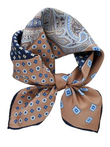 Prettystern handrolliertes Seiden-Halstuch Damen Herren unisex reine Seide Bandana Stirntuch Sommer Seiden-Tuch 24 Beige Paisley von Prettystern