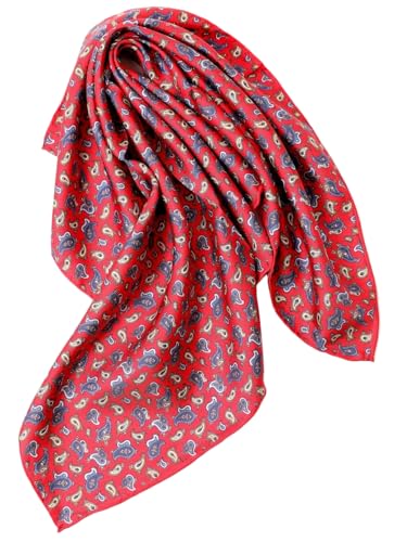 Prettystern handrolliertes Seiden-Halstuch Damen Herren Trachten-halstuch Seide Bandana Stirntuch Sommer Frühling Seiden-Tuch 32 Rot Paisley von Prettystern