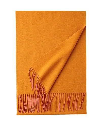 Prettystern langer und weicher Wollschal einfarbig mit Fransen für Herbst Winter Herren und Damen Gelb von Prettystern