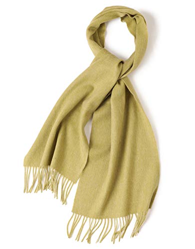 Prettystern langer und weicher Wollschal einfarbig mit Fransen für Herbst Winter Herren und Damen - Hell-Grün von Prettystern