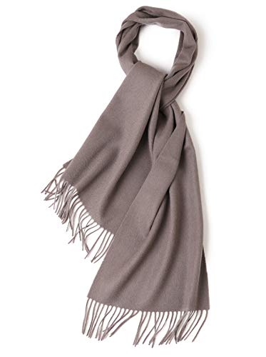 Prettystern langer und weicher Wollschal einfarbig mit Fransen für Herbst Winter Herren und Damen Taupe Braun von Prettystern