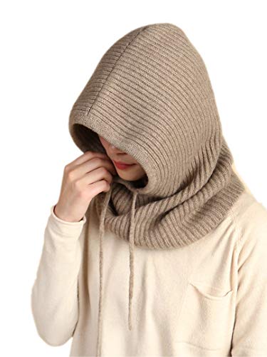 Prettystern Damen Herren 100% Kaschmir Kapuzen-Schal Loop Winter Mützen-Schal in einem warm Cashmere Balaklava Schlauch-Schal braun von Prettystern