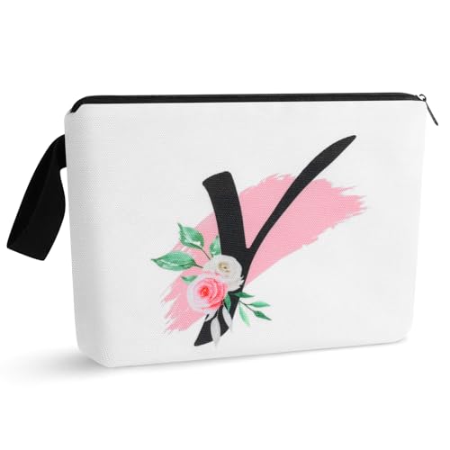 Initial Monogramm personalisierte Make-up-Tasche, tragbare Kosmetiktasche, Kulturtasche, Reisetasche, Geburtstagsgeschenke für Frauen Mädchen, personalisierte Kosmetiktasche für Mutter, Lehrer, von Prettyui