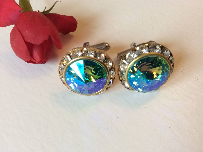 Manschettenknöpfe Hochzeit Rivoli Strass Gastgeschenke Bräutigam Feier 20mm Rund von Prettyvintagebeads