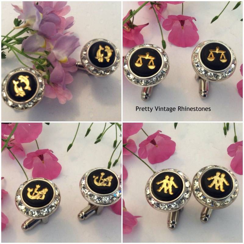 Manschettenknöpfe Sternzeichen Acryl Hochzeitsbegünstigung Bester Mann Post Freischild Optionen von Prettyvintagebeads