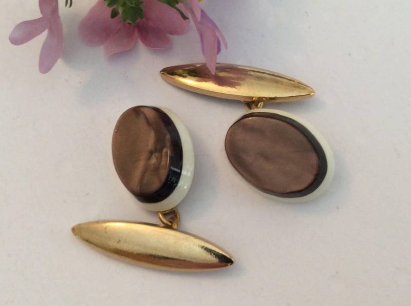 Manschettenknöpfe Vintage Braun Resin Cabochon Hohe Qualität Für Designer 1960Er Jahre Unisex Herrenschmuck Geschenkidee von Prettyvintagebeads