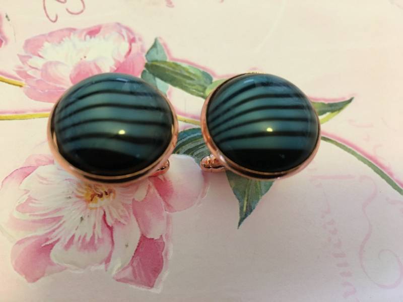 Manschettenknöpfe Vintage Cabochon 20mm C'1950 Streifen Hochzeiten Bevorzugt Farboptionen Unisex Mens Schmuck Geschenkidee von Prettyvintagebeads