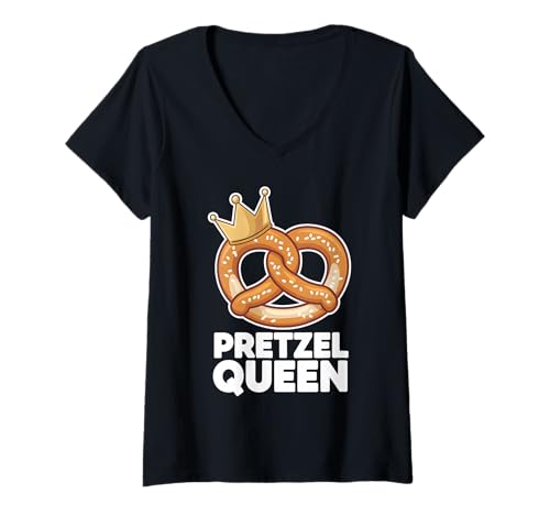 Damen Brezel Queen T-Shirt mit V-Ausschnitt von Pretzel Costume German