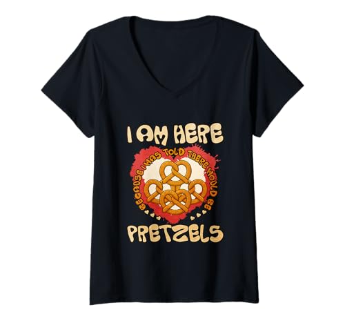 Damen I'm Here Because I was Told There Would Be Brezel T-Shirt mit V-Ausschnitt Damen I'm Here Because I was Told There Would Be Brezel T-Shirt mit V-Ausschnitt von Pretzel Costume German