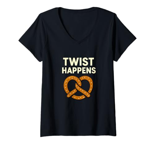 Damen Twist Happens Lustiges Brezel-Snack-Zitat T-Shirt mit V-Ausschnitt Damen Twist Happens Lustiges Brezel-Snack-Zitat T-Shirt mit V-Ausschnitt von Pretzel Puns and Snack Humor Co.