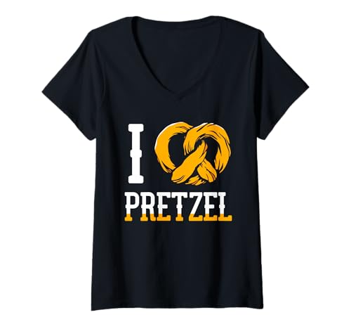 Damen Ich Liebe Brezeln Liebhaber Pretzel Laugengebäck Brezel T-Shirt mit V-Ausschnitt von Pretzels Brezel I Love Pretzel Brezeln Lover