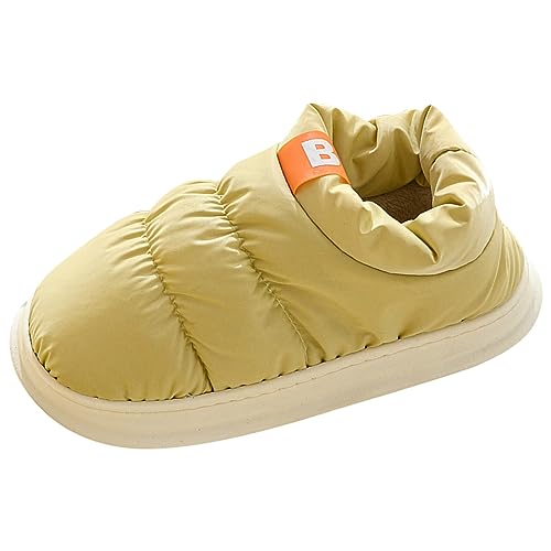 Modische Hausschuhe für Damen Teenager-Mädchen Pantoffeln Geschlossen Plüsch-Futter Warme Winter Leichte Schuhe wasserdichte Obere Weiche Dicke Sohle Slippers (Yellow, 39) von Prevently