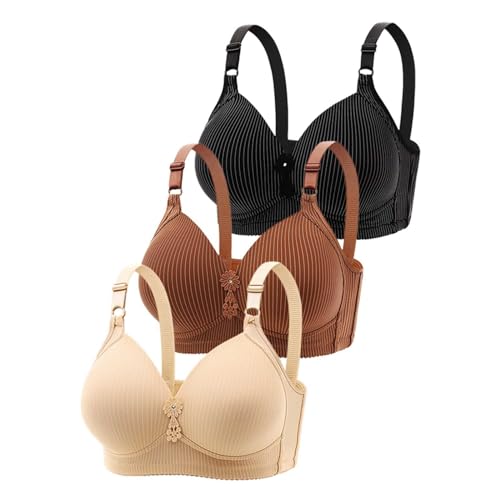 Prevently 3er BH für Damen Teenager-Mädchen Ohne Bügel Push Up BH Set Sexy Bustier Sport-BHS (Set-B, 110A) von Prevently