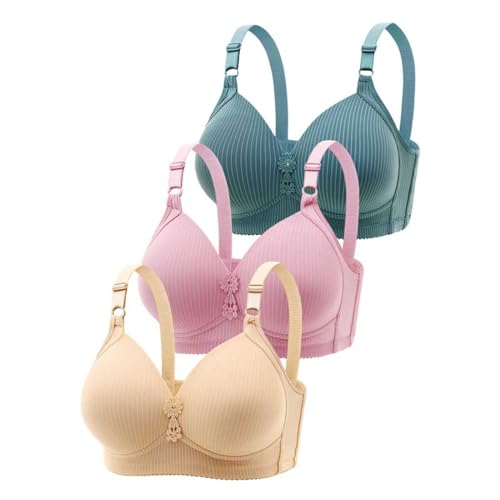 Prevently 3er BH für Damen Teenager-Mädchen Ohne Bügel Push Up BH Set Sexy Bustier Sport-BHS (Set-C, 115A) von Prevently