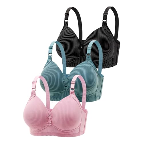 Prevently 3er BH für Damen Teenager-Mädchen Ohne Bügel Push Up BH Set Sexy Bustier Sport-BHS (Set-G, 105A) von Prevently