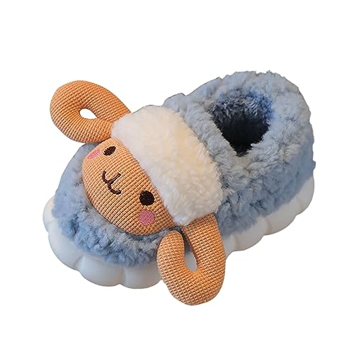 Prevently Kinder Cartoon Schaf Hausschuhe Winter Warmes Pantoffeln Mädchen Junge Plüsch Slippers Geschlossen (Blue, 32) von Prevently