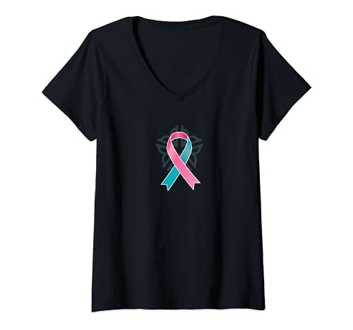 Damen Previvor Band T-Shirt mit V-Ausschnitt von Previvor & BRCA Awareness Shirts & Gifts